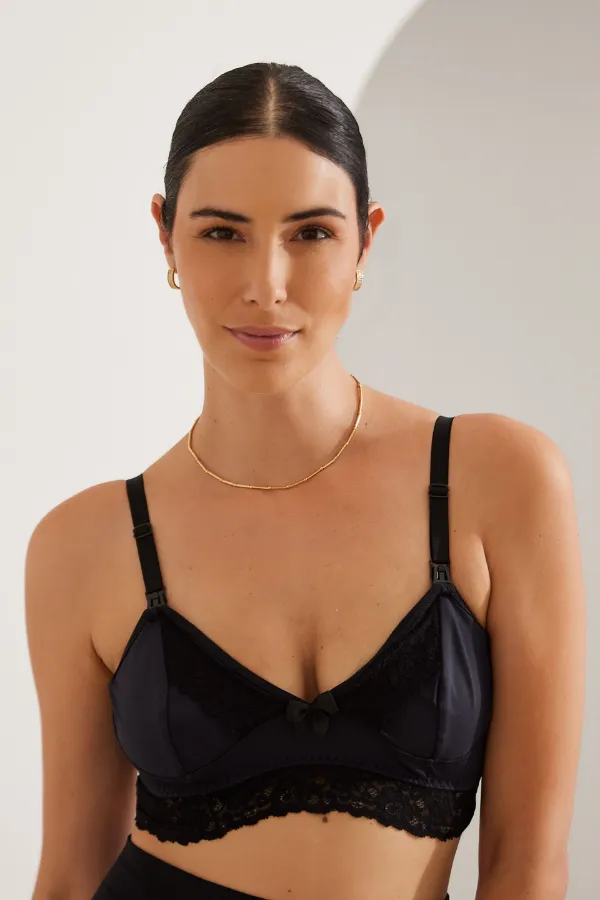 SUTIÃ AMAMENTAÇÃO RENDA EM POLIAMIDA  PRETO - Imagem 1