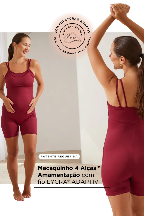 MACAQUINHO 4 ALÇAS  AMAMENTAÇÃO FITNESS COM FIO LYCRA® ADAPTIV VINHO - Imagem 1