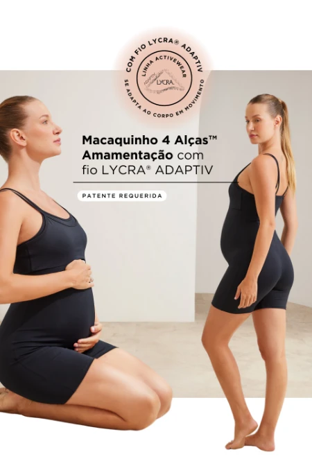 MACAQUINHO 4 ALÇAS  AMAMENTAÇÃO FITNESS COM FIO LYCRA® ADAPTIV PRETO