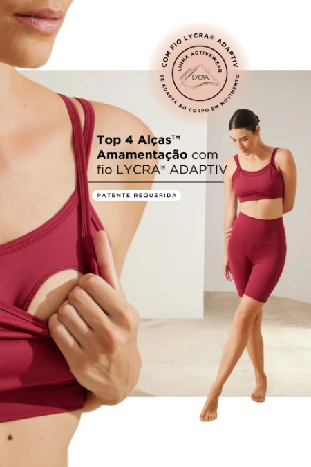 TOP 4 ALÇAS AMAMENTAÇÃO FITNESS COM FIO LYCRA® ADAPTIV VINHO