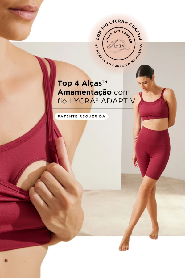 TOP 4 ALÇAS AMAMENTAÇÃO FITNESS COM FIO LYCRA® ADAPTIV VINHO - Imagem 1