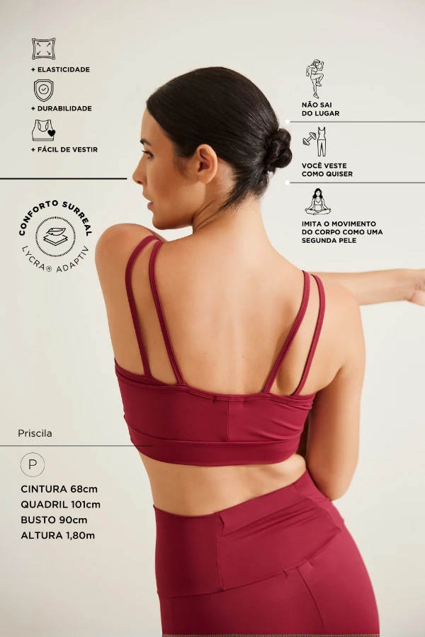 TOP 4 ALÇAS AMAMENTAÇÃO FITNESS COM FIO LYCRA® ADAPTIV VINHO - Imagem 2