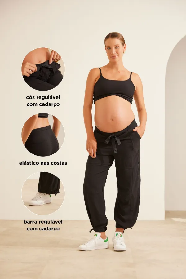 CALÇA GESTANTE DUPLA REGULAGEM PRETO - Imagem 2