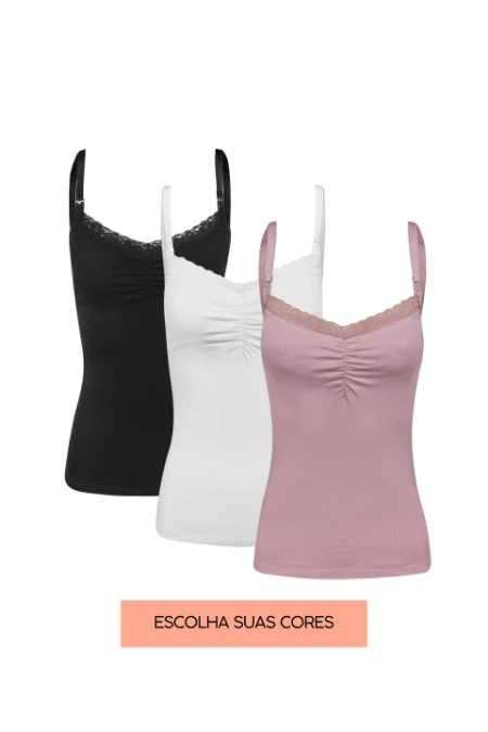 KIT 3 REGATAS 2 EM 1 GESTANTE E AMAMENTAÇÃO