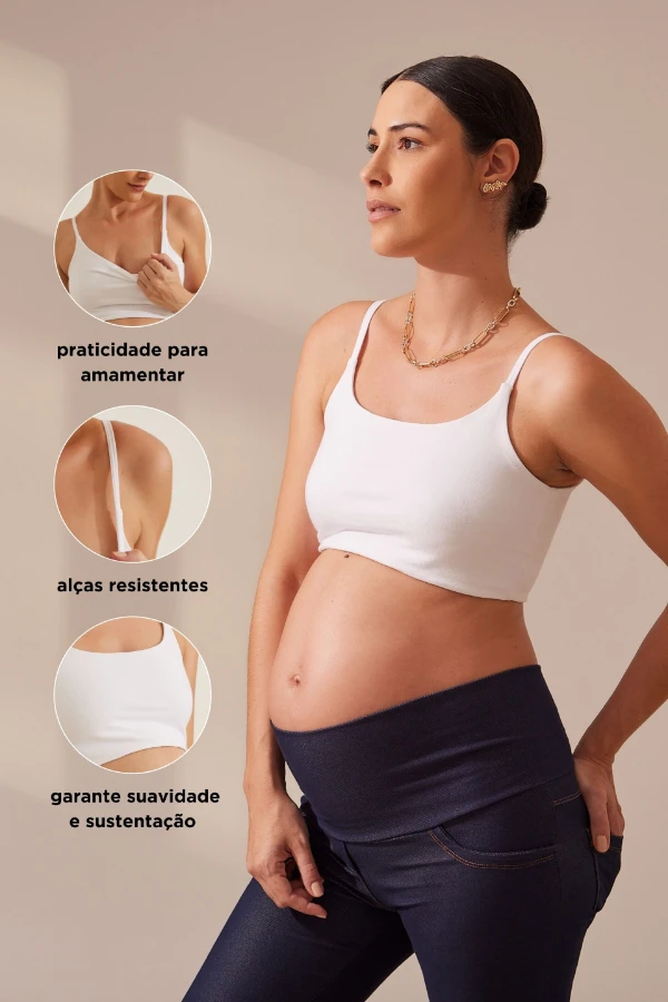 TOP AMAMENTAÇÃO DE ALGODÃO CONFORTO MÁXIMO BRANCO - Imagem 2