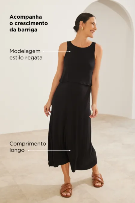 VESTIDO CORINGÃO REGATA PARA AMAMENTAR PRETO