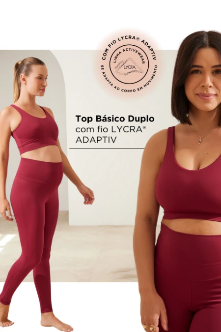 TOP BÁSICO DUPLO COM FIO LYCRA® ADAPTIV VINHO