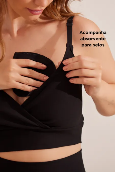 TOP AMAMENTAÇÃO ULTRACONFORTO® + ABSORVENTE DE SEIOS PRETO