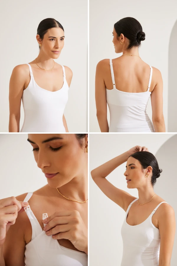 REGATA 2 EM 1 AMAMENTAÇÃO COTTON PREMIUM BRANCO - Imagem 2