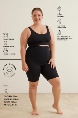 BERMUDA FITNESS COM FIO LYCRA® ADAPTIV GESTANTE E PÓS-PARTO PRETO - Imagem 2