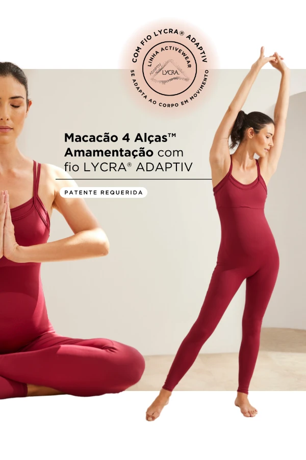 MACACÃO 4 ALÇAS AMAMENTAÇÃO FITNESS COM FIO LYCRA® ADAPTIV VINHO - Imagem 1