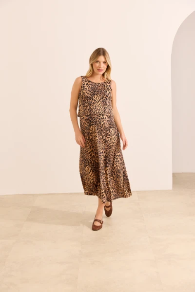 VESTIDO CORINGÃO REGATA PARA AMAMENTAR ANIMAL PRINT - Imagem 1