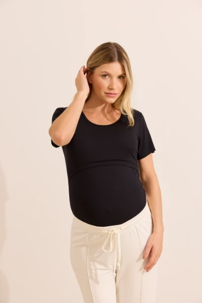 T-SHIRT CONFORTO GESTANTE E AMAMENTAÇÃO  PRETO - Imagem 2