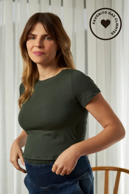 BLUSA AMAMENTAÇÃO PRÁTICA  VERDE MILITAR