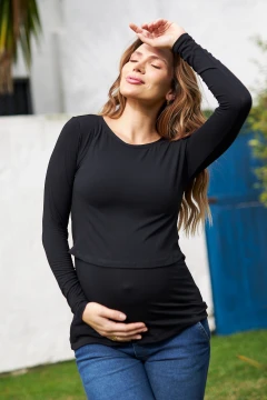 BLUSA PRÁTICA MANGA LONGA GESTANTE E AMAMENTAÇÃO