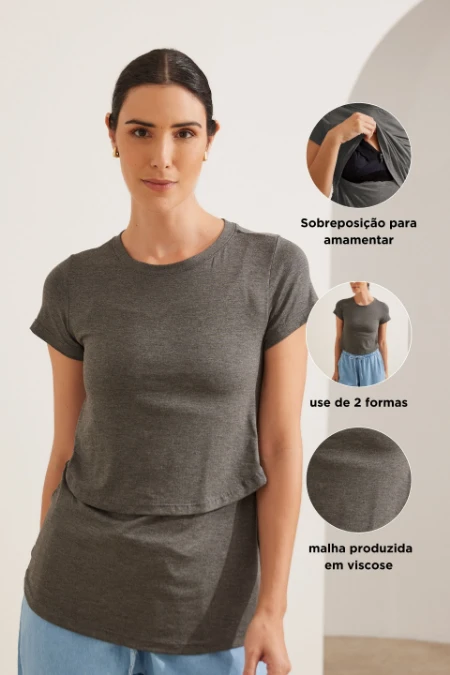 BLUSA AMAMENTAÇÃO PRÁTICA  MESCLA ESCURO