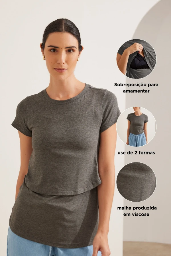 BLUSA AMAMENTAÇÃO PRÁTICA  MESCLA ESCURO - Imagem 2