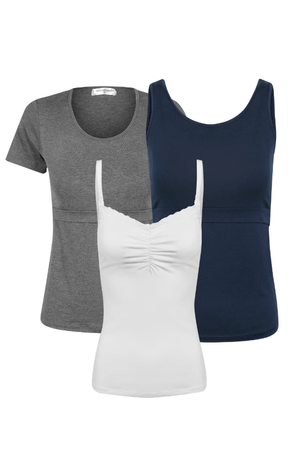 KIT REGATAS 2 EM 1 E PRÁTICA + T-SHIRT GESTANTE E AMAMENTAÇÃO  - Imagem 1