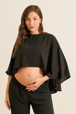 BLUSA CAPA GESTANTE E AMAMENTAÇÃO PRETO - Imagem 1