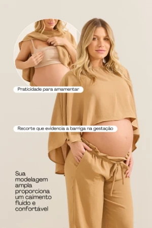 BLUSA CAPA GESTANTE E AMAMENTAÇÃO CAQUI - Imagem 2