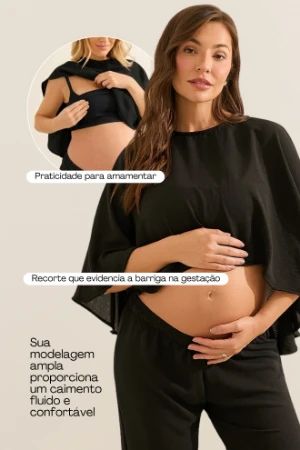 BLUSA CAPA GESTANTE E AMAMENTAÇÃO PRETO - Imagem 2
