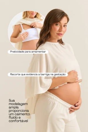 BLUSA CAPA GESTANTE E AMAMENTAÇÃO OFF WHITE - Imagem 2