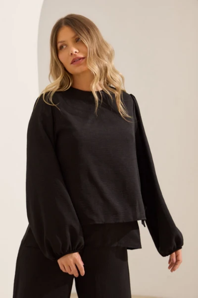 BLUSA CLÁSSICA MANGA LONGA GESTANTE E AMAMENTAÇÃO PRETO - Imagem 1
