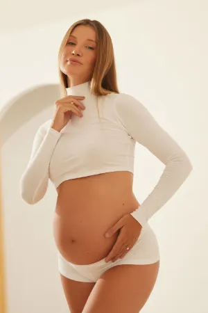 CROPPED GESTANTE MANGA LONGA BRANCO - Imagem 1