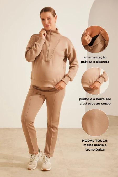 BLUSA MODAL TOUCH ZÍPER AMAMENTAÇÃO AVELA