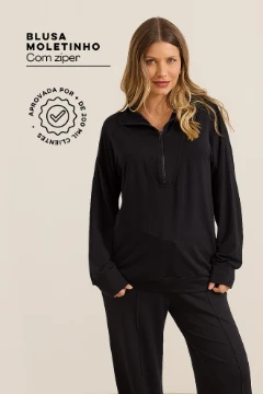 BLUSA MOLETINHO ULTRACONFORTO®  COM ZIPER GESTANTE E AMAMENTAÇÃO