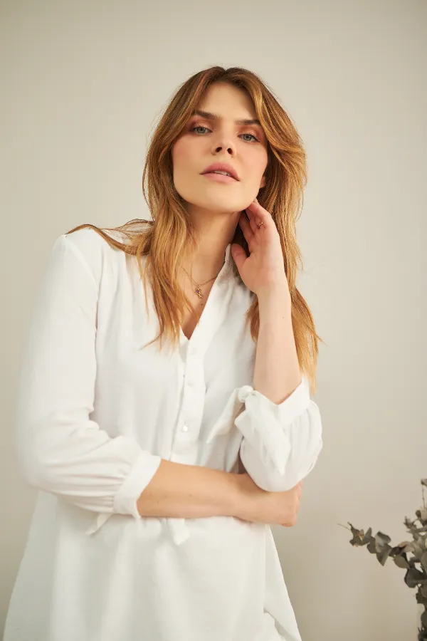 BLUSA GESTANTE E AMAMENTAÇÃO MANGA 3/4 OFF WHITE - Imagem 2