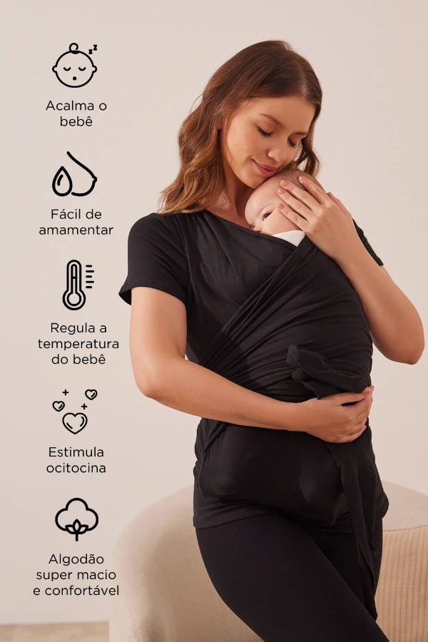 BLUSA AMAMENTAÇÃO PELE A PELE PRETO - Imagem 1