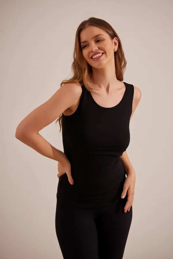 REGATA PRÁTICA GESTANTE E AMAMENTAÇÃO  PRETO - Imagem 1