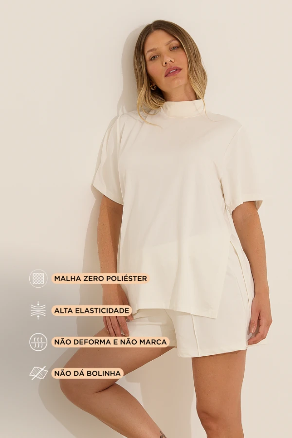 BLUSA ULTRACONFORTO®  ABERTURA LATERAL GESTANTE E AMAMENTAÇÃO OFF WHITE - Imagem 2