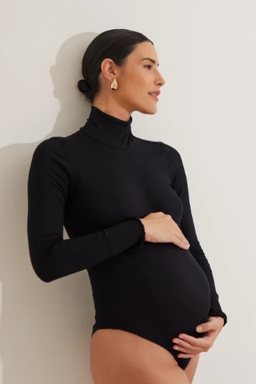 BODY BÁSICO GOLA ALTA MANGA LONGA GESTANTE 