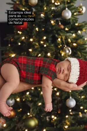 BODY BEBÊ NATAL EM FAMÍLIA XADREZ VERMELHO - Imagem 2