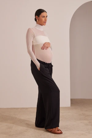 BODY TULE MANGA LONGA COM TOP FAIXA GESTANTE OFF WHITE - Imagem 2