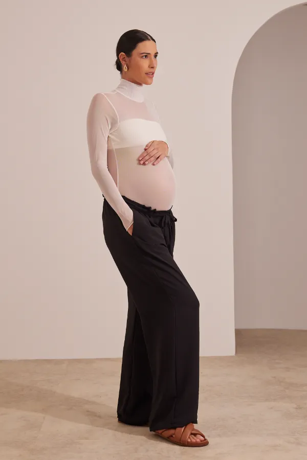 BODY TULE MANGA LONGA COM TOP FAIXA GESTANTE OFF WHITE - Imagem 2