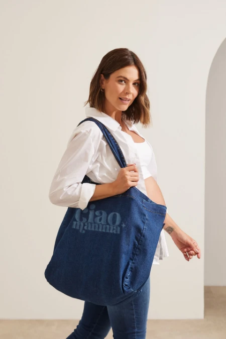 BOLSA TOTE CIAO MAMMA AZUL ESCURO