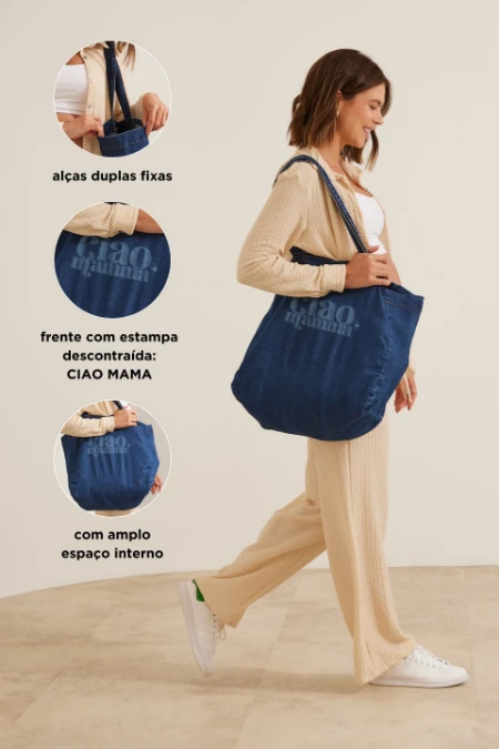 BOLSA TOTE CIAO MAMMA AZUL ESCURO