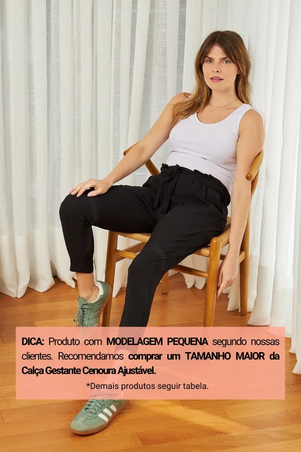 CALÇA GESTANTE CENOURA AJUSTÁVEL PRETO - Imagem 2