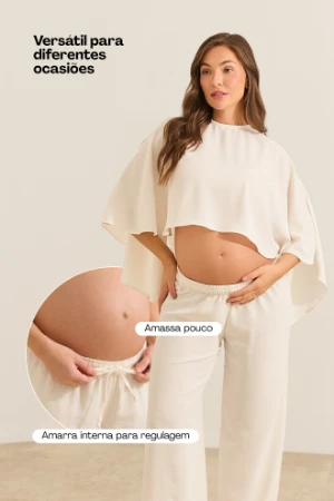 CALÇA COM REGULAGEM GESTANTE E PÓS-PARTO OFF WHITE - Imagem 2