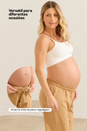 CALÇA COM REGULAGEM GESTANTE E PÓS-PARTO CAQUI - Imagem 2