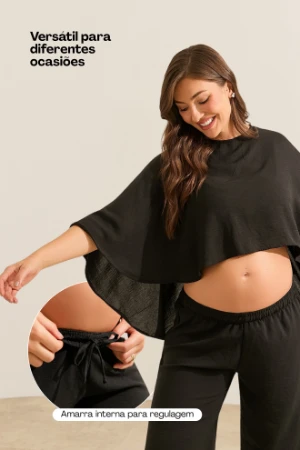CALÇA COM REGULAGEM GESTANTE E PÓS-PARTO PRETO - Imagem 2