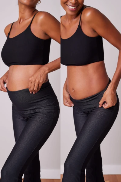 CALÇA GESTANTE JEANS DE MOLETOM BOOTCUT PRETO - Imagem 2