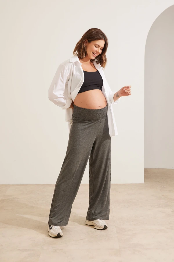 CALÇA GESTANTE RELAX  MESCLA ESCURO - Imagem 1