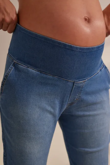 CALÇA JEANS GESTANTE E PÓS-PARTO RETA AZUL CLARO