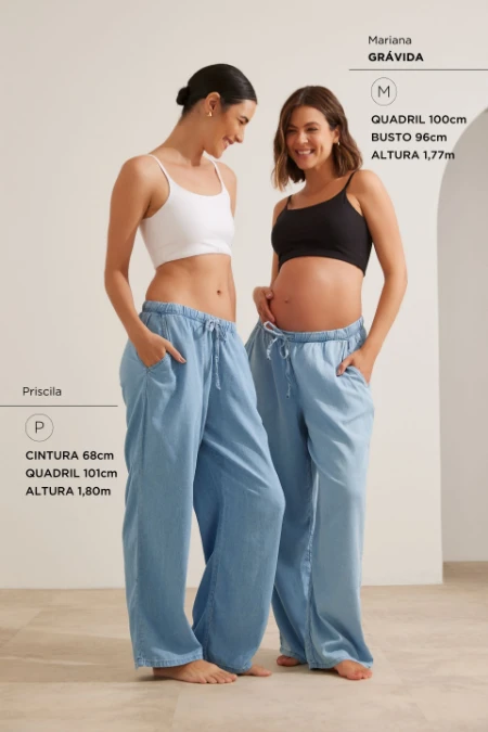 CALÇA JEANS LEVE COM BOLSO GESTANTE E PÓS-PARTO AZUL CLARO