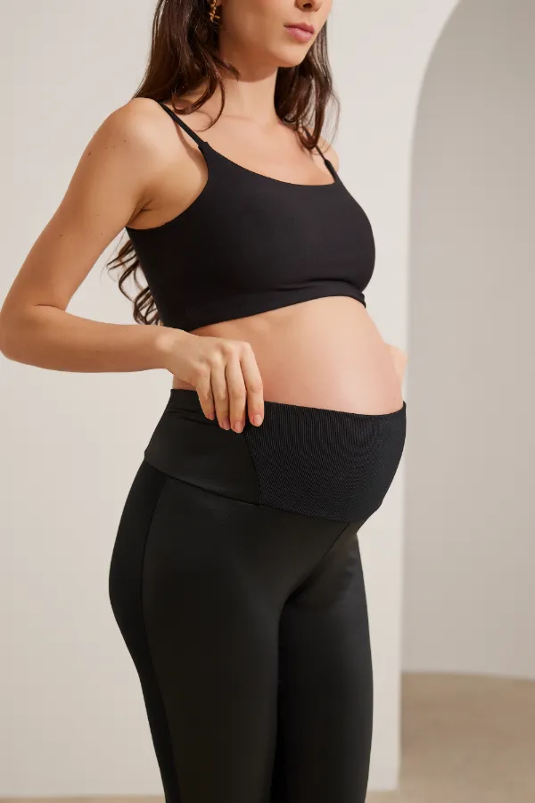 LEGGING GESTANTE DUO COM CÓS ANATÔMICO  PRETO - Imagem 1