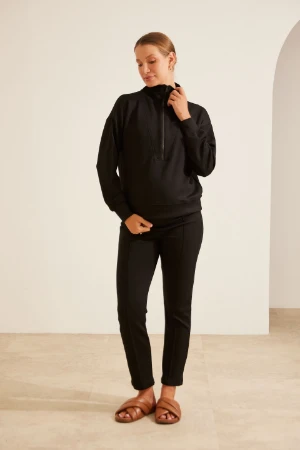 CALÇA REGULÁVEL MODAL TOUCH GESTANTE E PÓS-PARTO PRETO - Imagem 1